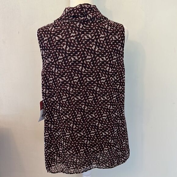 CABI Sakura red sheer sleeveless lattice blouse Size M New - Picture 6 of 10